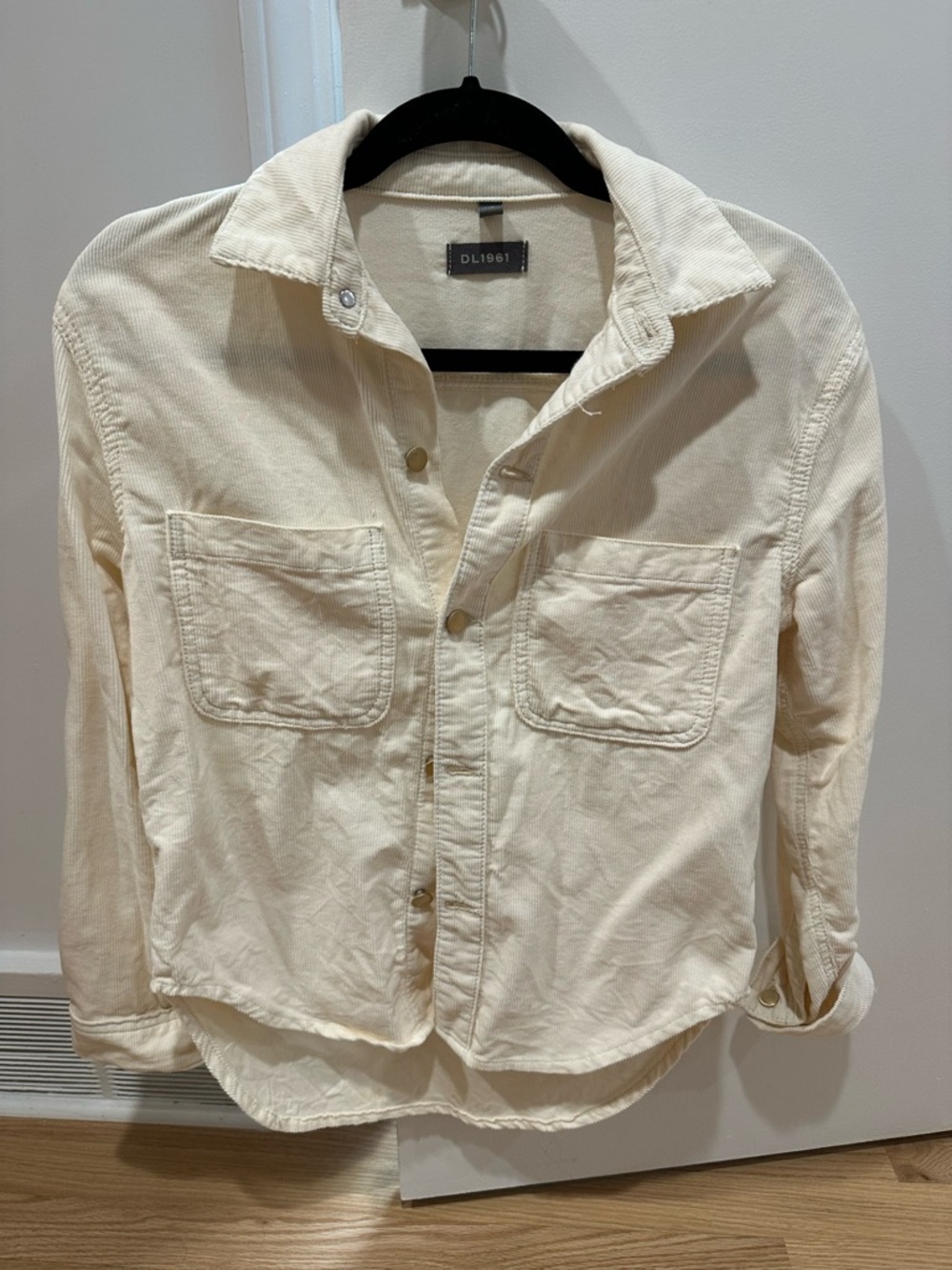 DL1961 Cream Corduroy Shacket with Front Pockets